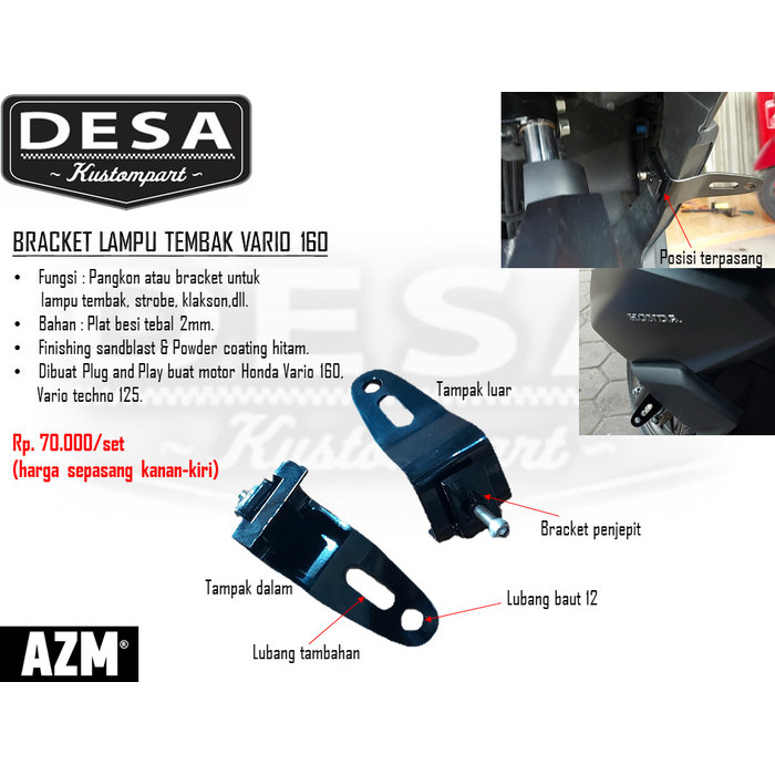 BRACKET LAMPU TEMBAK PANGKON LAMPU BRACKET HONDA VARIO 160 VARIO 125 HEMAT