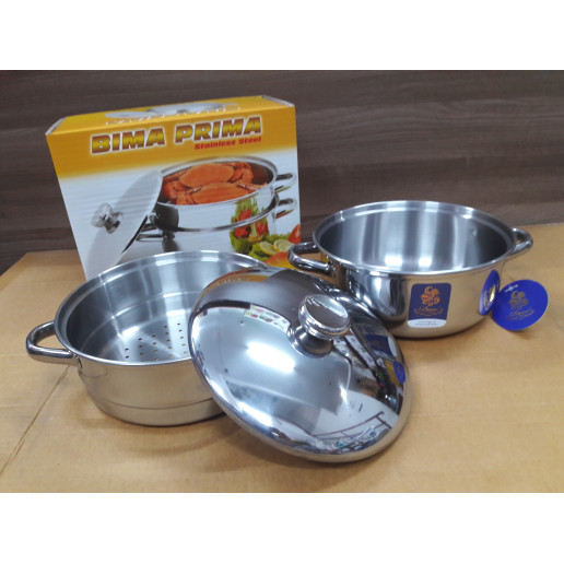 BIMA PANCI STAINLESS STEEL PRIMA POT & STEAMER 20CM KUKUSAN + COVER