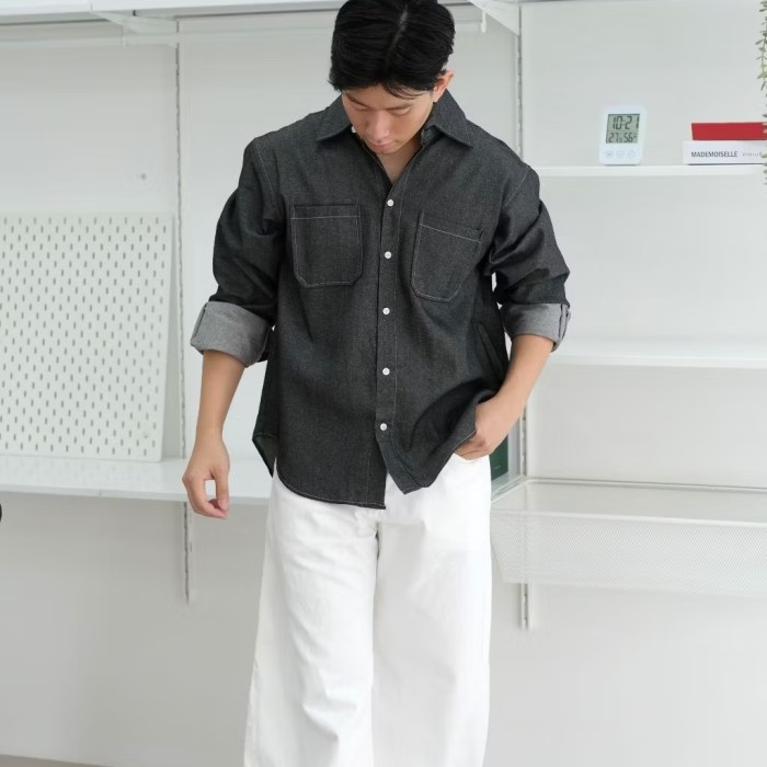 COZYCLUB Scott Longsleeve Workshirt Kemeja Denim Pria Lengan Panjang