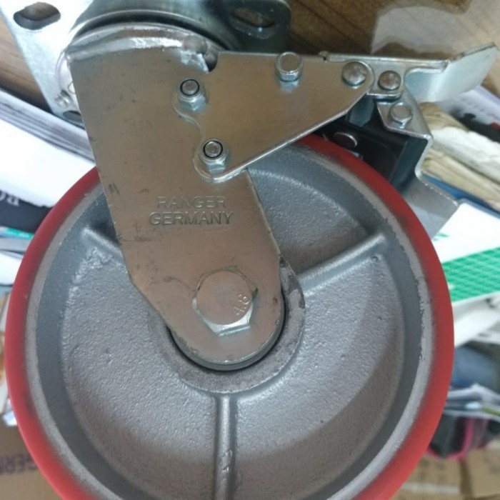 roda pu 8 inch rem ranger germani heavy duty/troli/rak