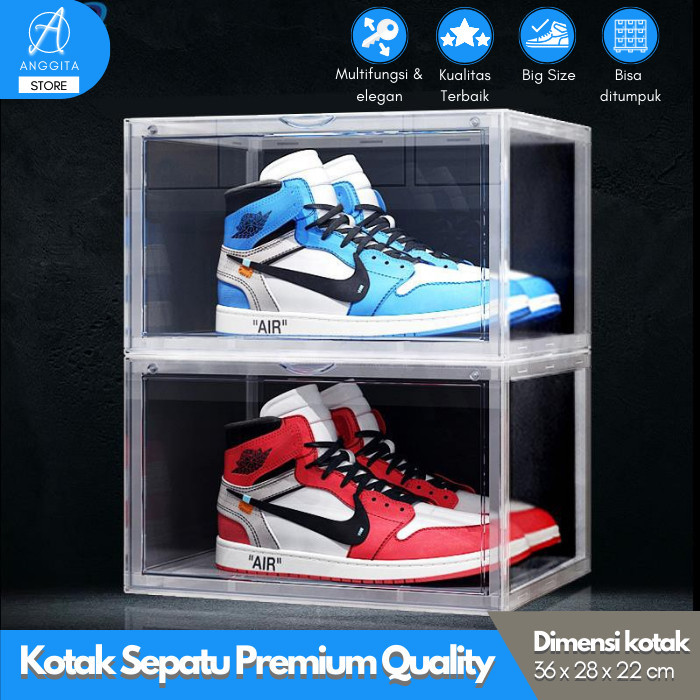 Kotak Box Sepatu Sneakers Tebal - Display Boks Sepatu Transparan Besar