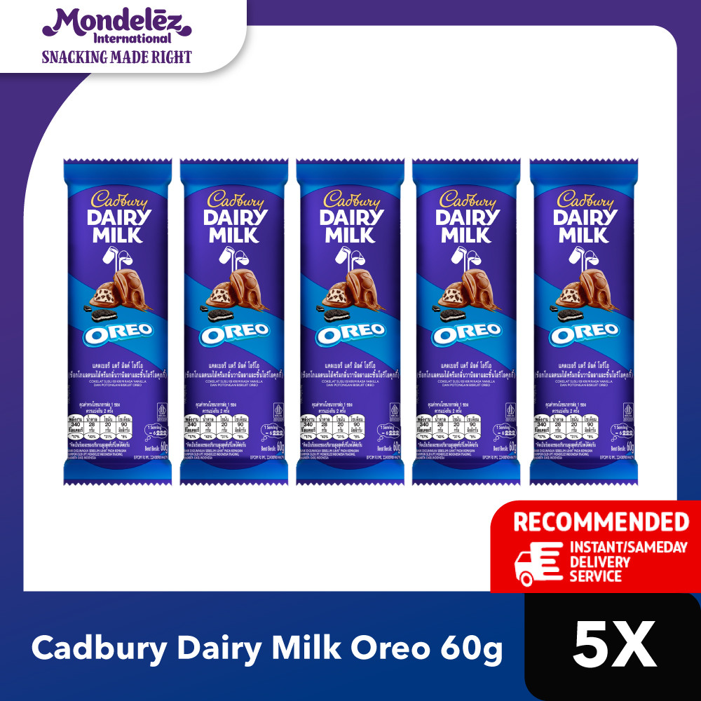 

Cadbury Oreo 60G Multipack 5pcs - Cokelat Susu isi Biskuit dan Krim Oreo | Coklat Milk Camilan Creamy, Lezat, Berkualitas