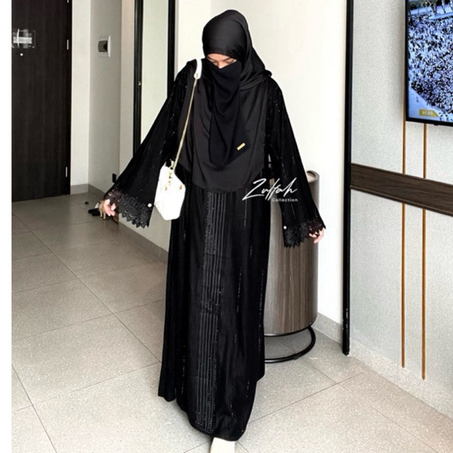 Rekomendasi Terbaik  Zara Abaya Hitam Turkey Gamis Syari Muslimah Bahan Jetblack Hitam Kombinasi