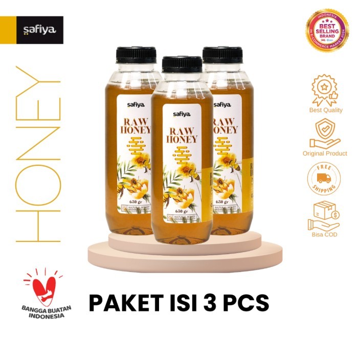 

TERLARIS SAFIYA [PAKET ISI 3 BOTOL] MADU MURNI RAW HONEY MULTIFLORA MURAH!!! MURAH