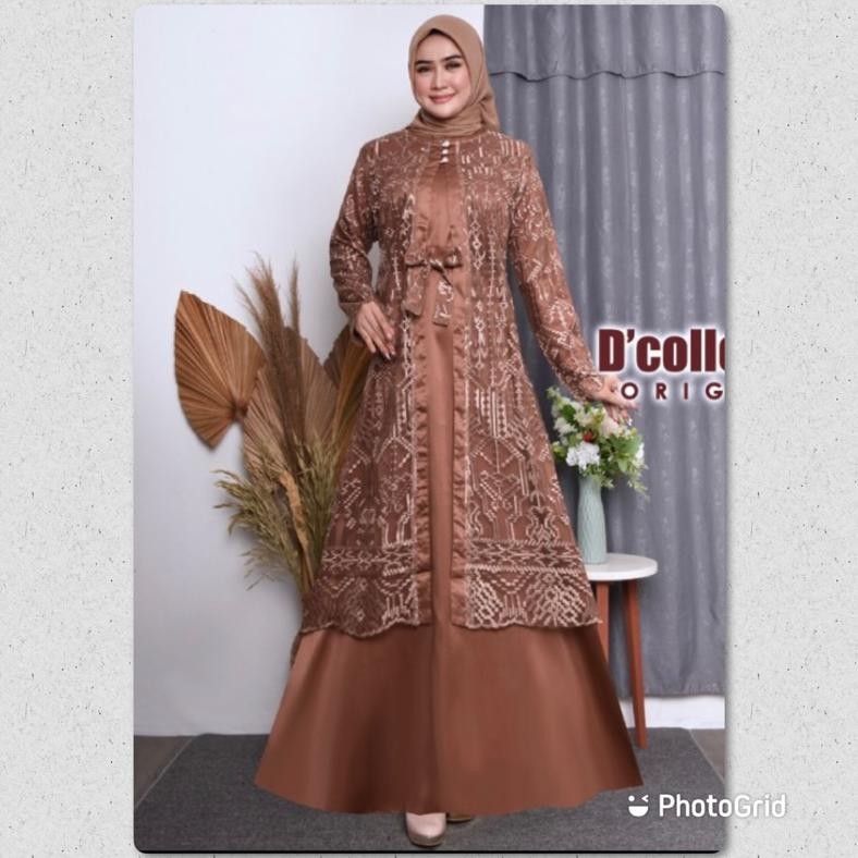 VIRAL Gamis pesta outer lepas pasang/SET gamis pesta mewah/gamis pesta jumbo/gamis kondangan/outer l