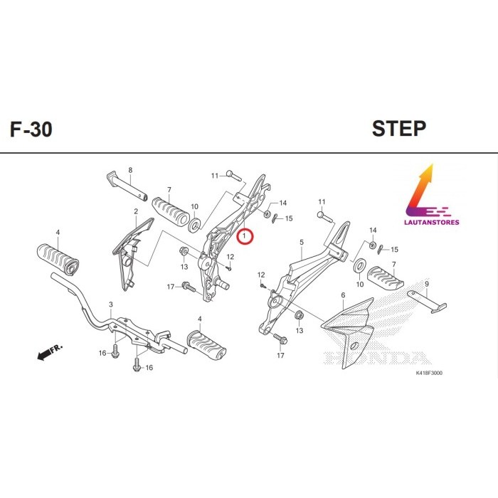 50605-K41-N10 Dudukan Foot Step Kanan New Supra X 125 Fi Cakram Termurah Langka