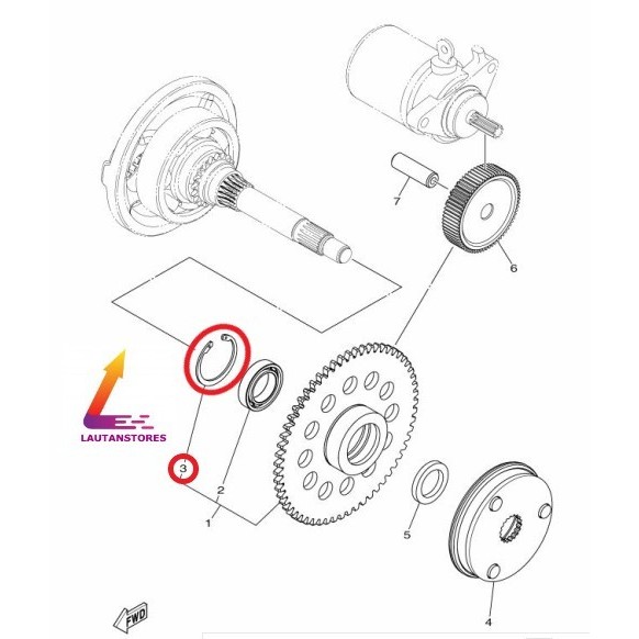 93450-32837 Circlip Gear Starter Yamaha Nmax Xeon Gt125 M3 Termurah Langka