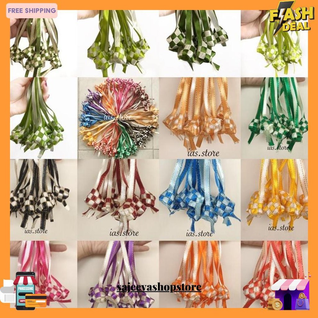 

[12 Biji] Ketupat Pita Warna-Warni | Ketupat Lebaran | Hiasan Hampers Lebaran Cod