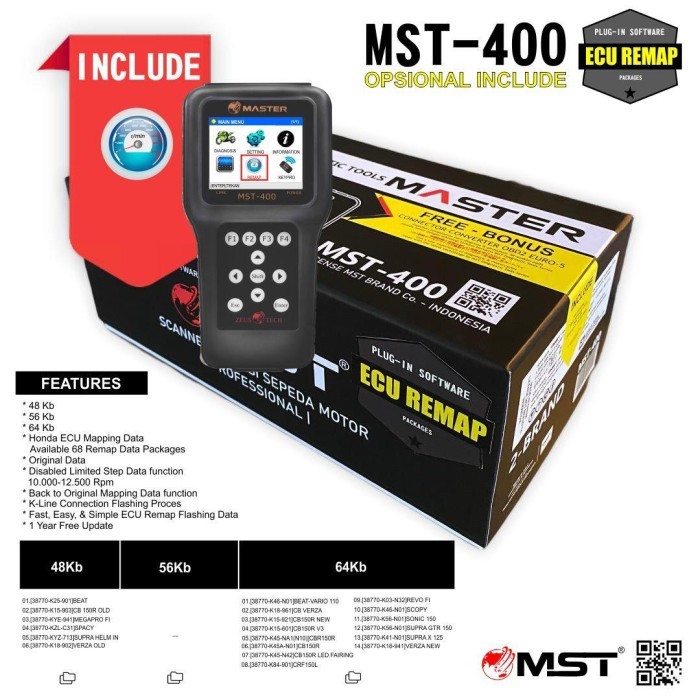Scanner Motor Injeksi Yamaha Dan Honda Mst400 Plus Flash Ecu Keihin Ho Termurah Langka