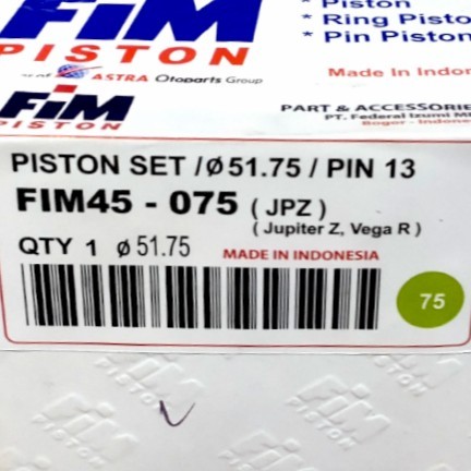 Piston Seher Kit Jupiter Z Vega R New Oversize 75 Fim Termurah Langka