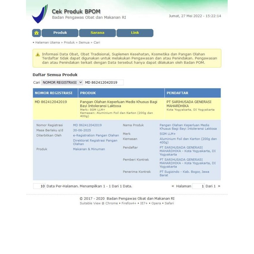 Sale Sgm Llm+ Susu Formula Bayi Bebas Laktosa 400 Gr