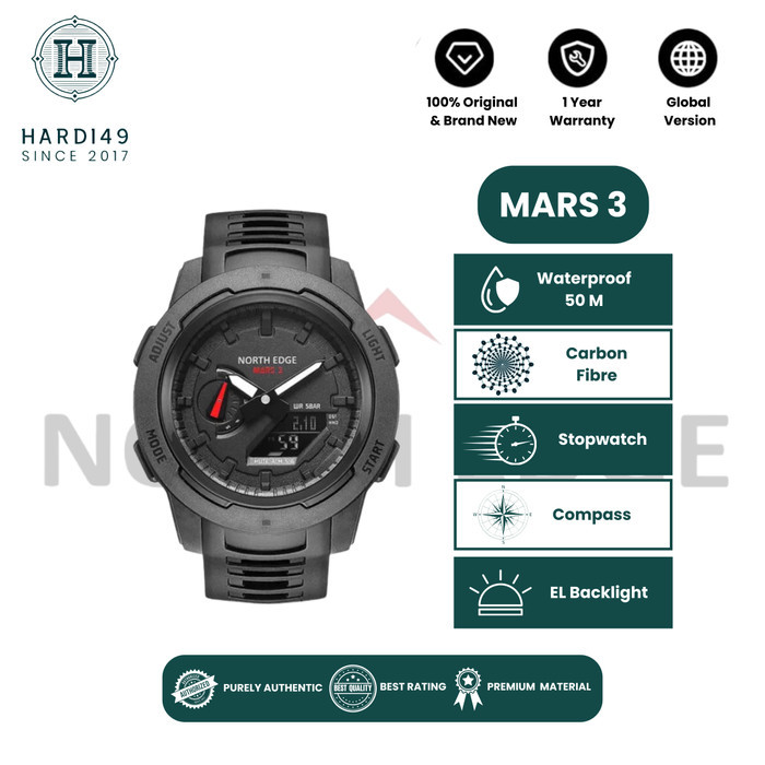 New Mars 3 North Edge Digital Sport Watch Running Carbon Fiber Plus