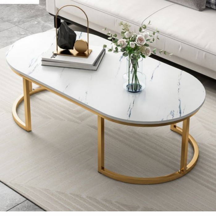 Meja Tamu Marmer - Coffe Table Marmer Asli Oval