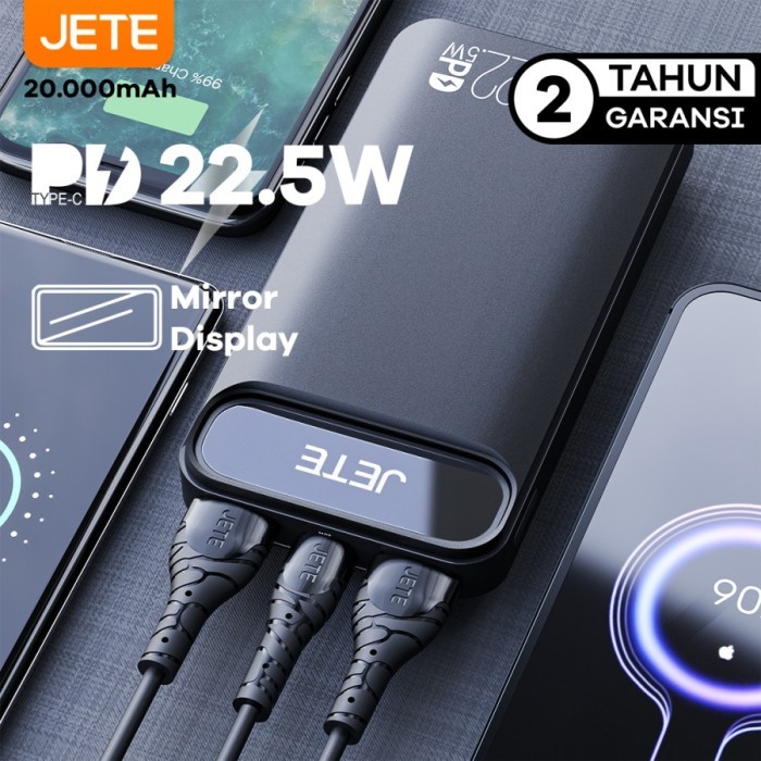 Power Bank 20000Mah Jete B3 Triple Output Fast Charging Pd 22.5W