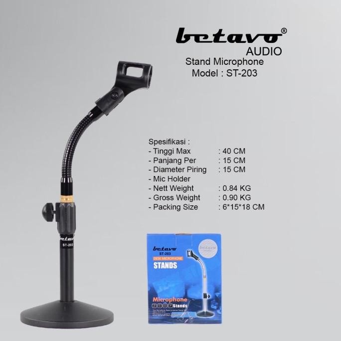 Stand Mic Meja Betavo St 203 Full Besi Metal  Mantap /Stand Mic Sprial Berkualitas