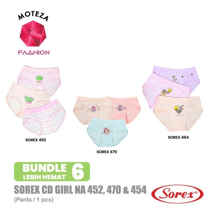 HOT SALE ISI 6 PCS SOREX ANAK NA 452 ; 470 ; 454 - Sorex CD Anak Perempuan Kids Girl - Segitiga