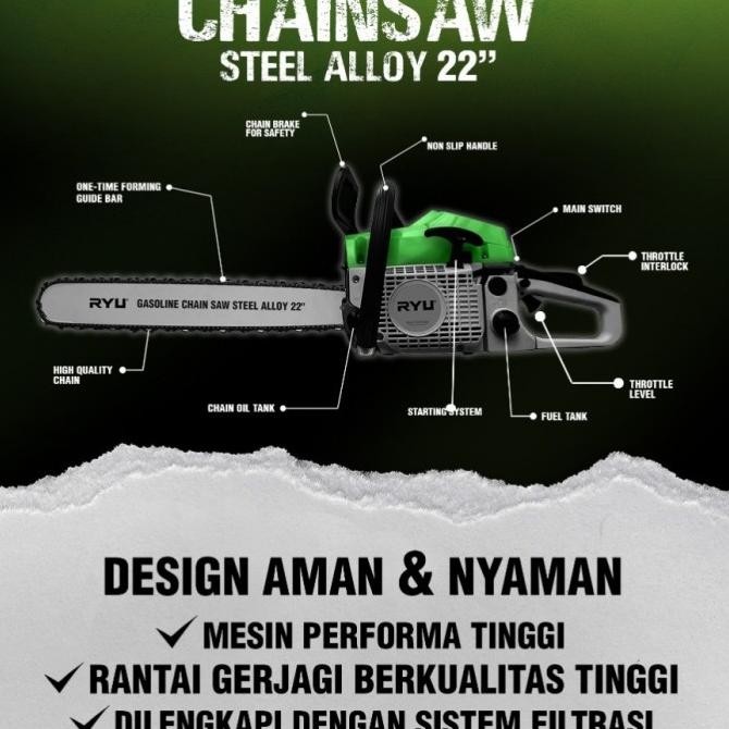 Produk Baru CHAINSAW TEKIRO RYU 22 INCH SENSO SINSO MESIN GERGAJI KAYU POHON