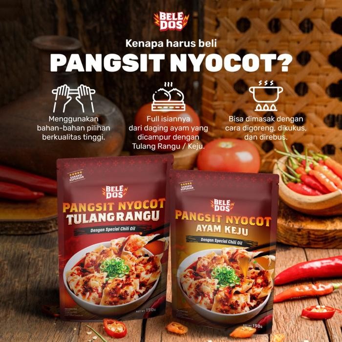 

Beledos Pangsit Nyocot Tulang Rangu(Bisa Digoreng/Direbus) / Pangsit Instan Instan Chili Oil Best