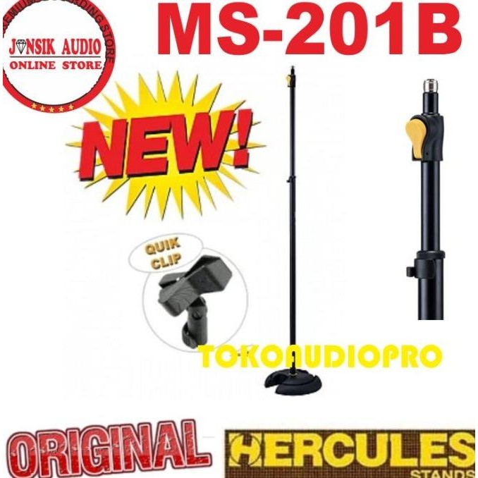 Promo Hercules Ms201B Plus Round Base Straight Microphone Stand Ms-201B