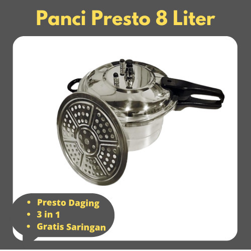 TERLARIS PANCI PRESTO 8 LITER 24 CM TRISONIC / PRESSURE COOKER 8 LITER LURUS