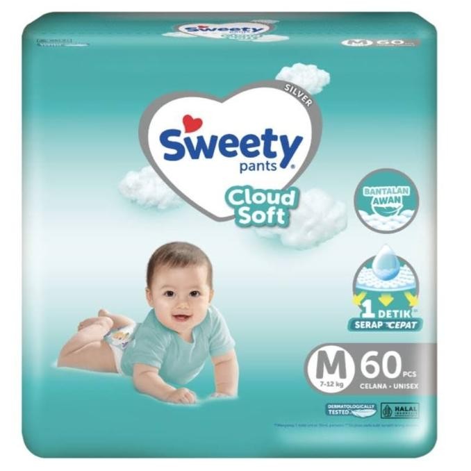 || PROMO POPOK BAYI / PAMPERS ~`~ Sweety Silver Pants Cloud Soft Popok Celana M60 ||~~~