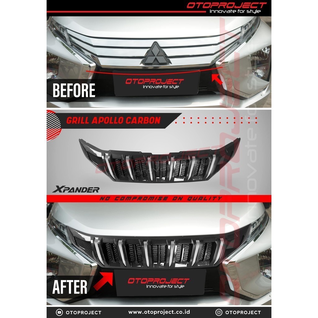 Otoproject - Front Grill Xpander Apollo Design Carbon | Grill Depan Xpander