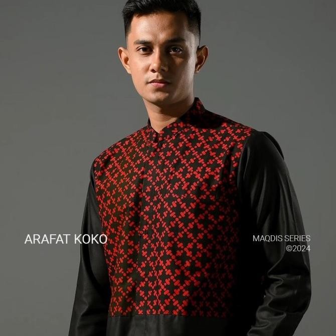 Maqdis Series Arafat Maroon Baju Koko Batik Pria Dewasa Lengan Panjang Dari Brand Fatih Indonesia Ke