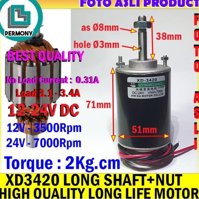 Ori - XD3420 Motor Dinamo XD-3420 High Quality Long shaft axis 3420 MUR Termurah