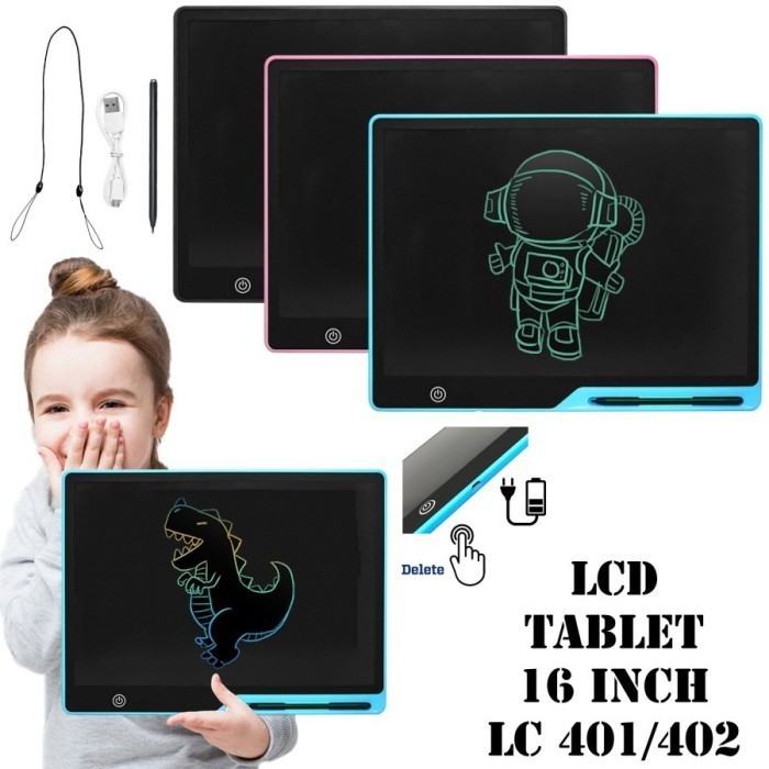 LCD DRAWING WRITING TABLET 16INCH PAPAN TULIS ANAK BOARD WRITING PAD