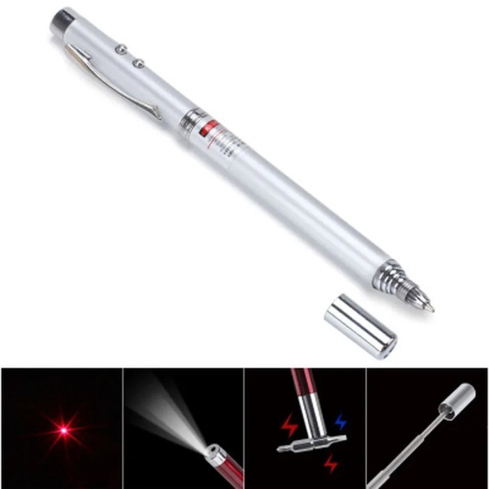 

5in1 Alat Tulis Pena Pulpen Tinta Hitam Laser Senter Pointer Persentasi Teleskopik Magnet