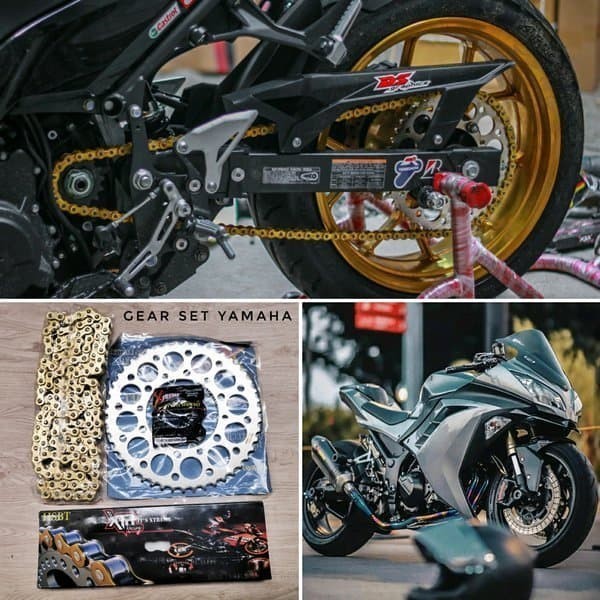 TERLARIS aksesoris GEAR SET KAWASAKI Z250 NINJA 250 KARBU NINJA 250 FI RANTAI