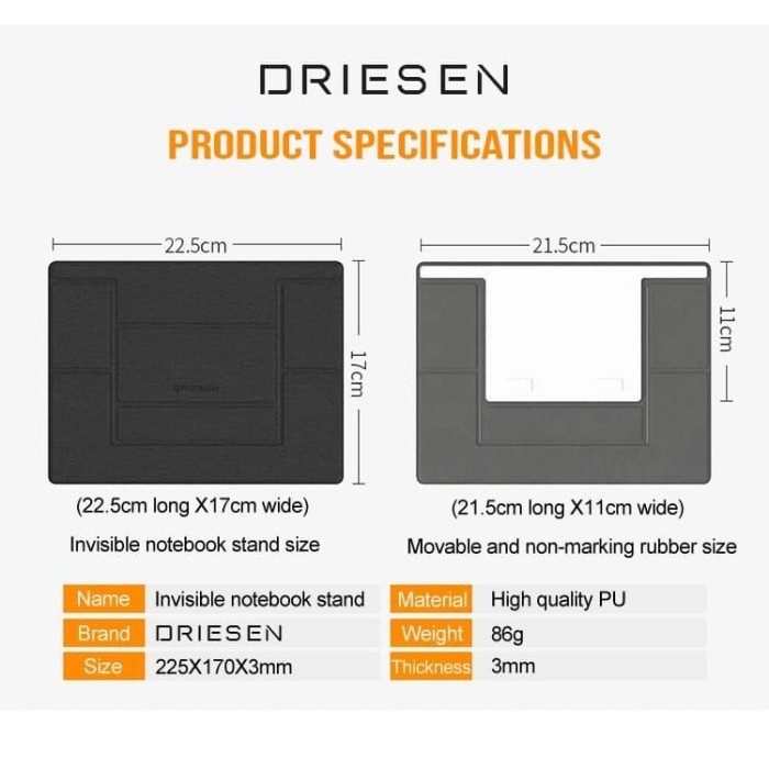 DRIESEN ADJUSTABLE LAPTOP STAND INVISIBLE LAPTOP STAND MACBOOK STAND