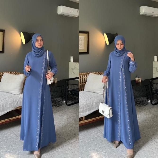 Baju Gamis Muslim Syari Wanita Perempuan Premium Dress Ceruty Acara Pesta Kondangan Mewah Elegan Ter