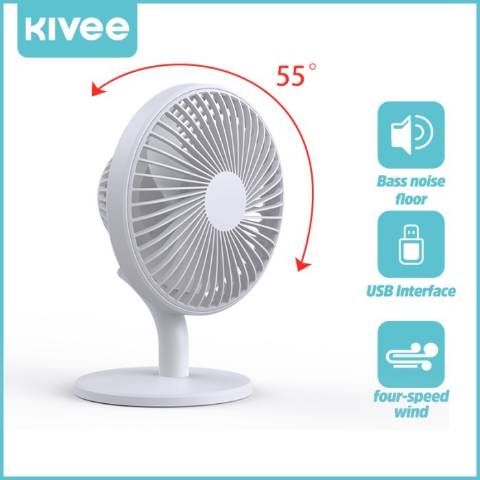 Kivee Portable Fan Kipas Angin Mini 2000Mah Kipas Meja