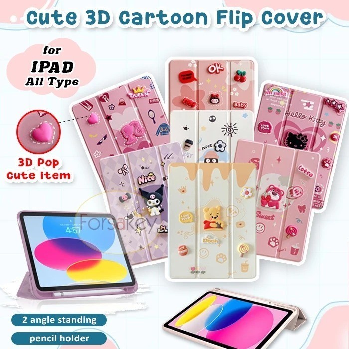 Case Tablet Motif Kartun Karakter Anak Kids 3D Casing Samsung Tab A8 X205 Tab A7 Lite T220/ T225 Tab
