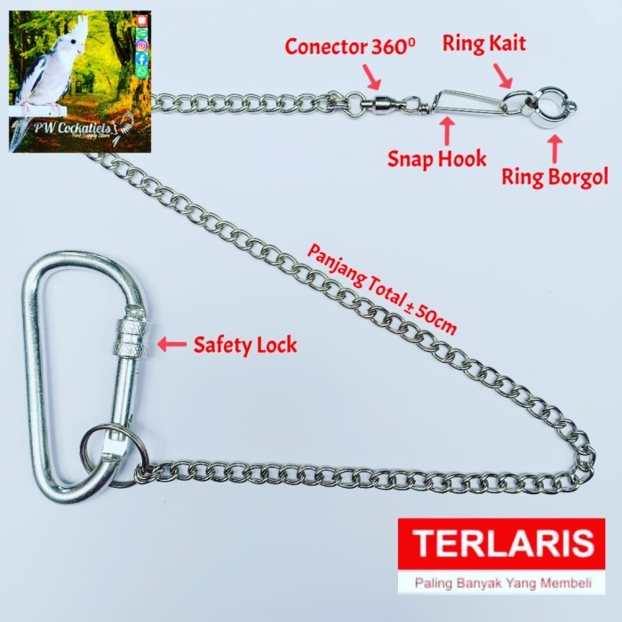 Rantai Burung Falk Ring Borgol Kaki Parkit Australia Cockatiel Omega