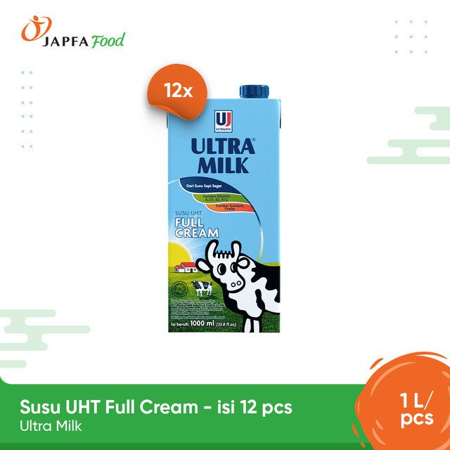 

Ultra Milk Susu UHT Full Cream 1L 100% Susu Sapi Segar - Isi 12 pcs