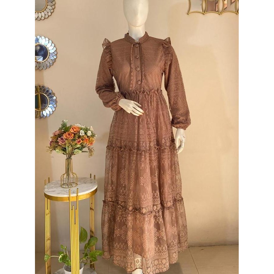 Tamara Gamis Brokat Premium Import Fashion Muslim Dress Elegant Cantik Pesta Wanita Wanita Pesta Kon