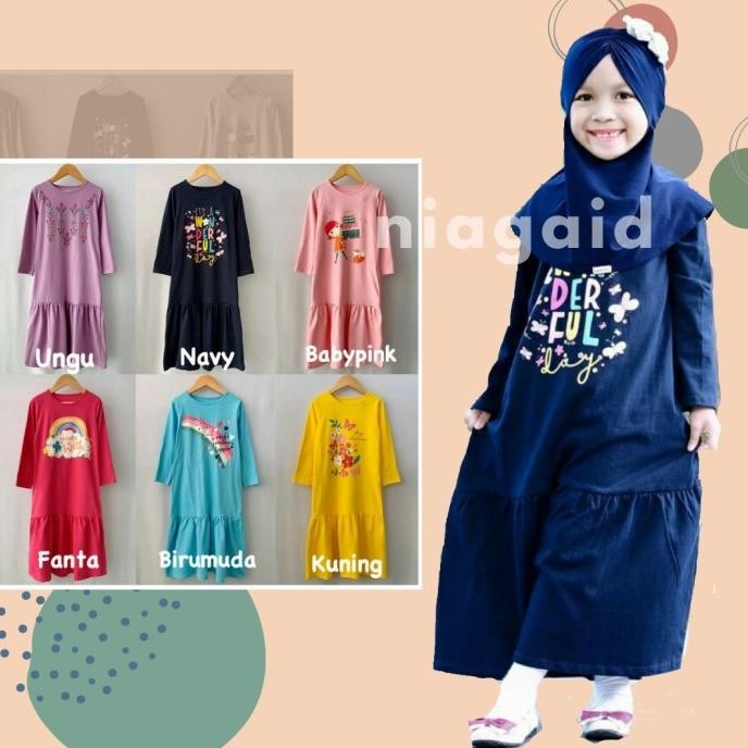Gamis Kaos Baju Busana Muslim Blanjuran Anak Perempuan Umur 2-8 Tahun Original