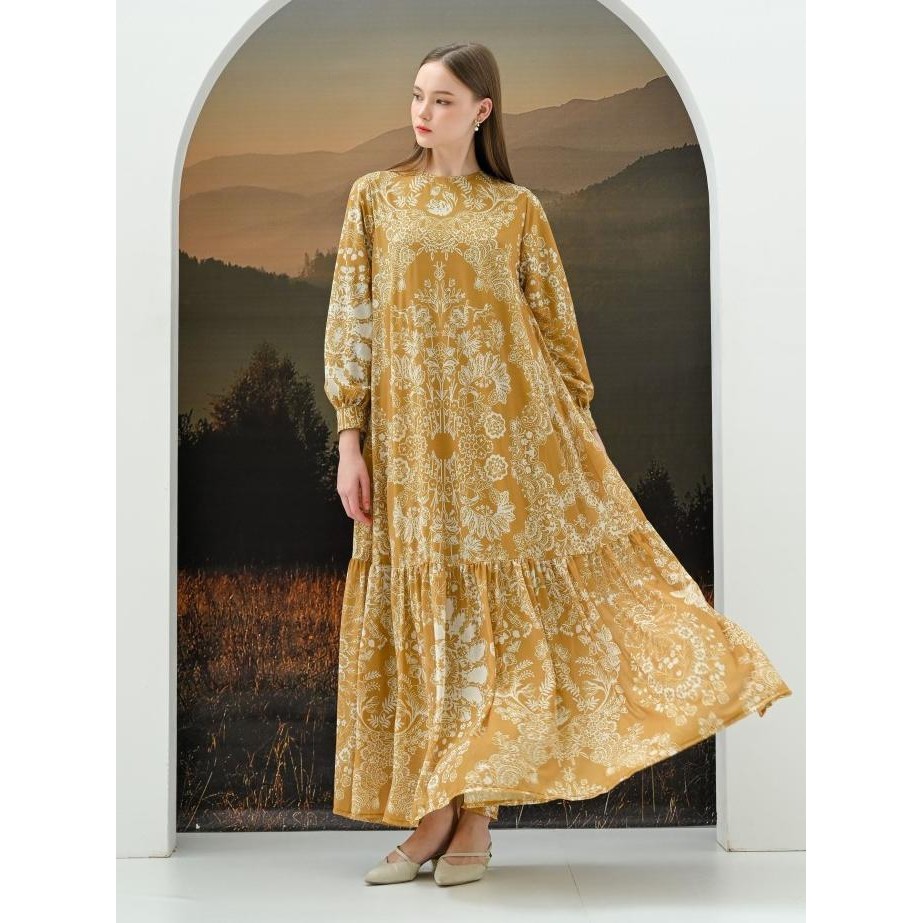 KASA HERITAGE - KAIA DRESS GAMIS LEBARAN 2025 DRESS MODEL TERBARU CASUAL LINEN MAXI POLOS KAFTAN ABA