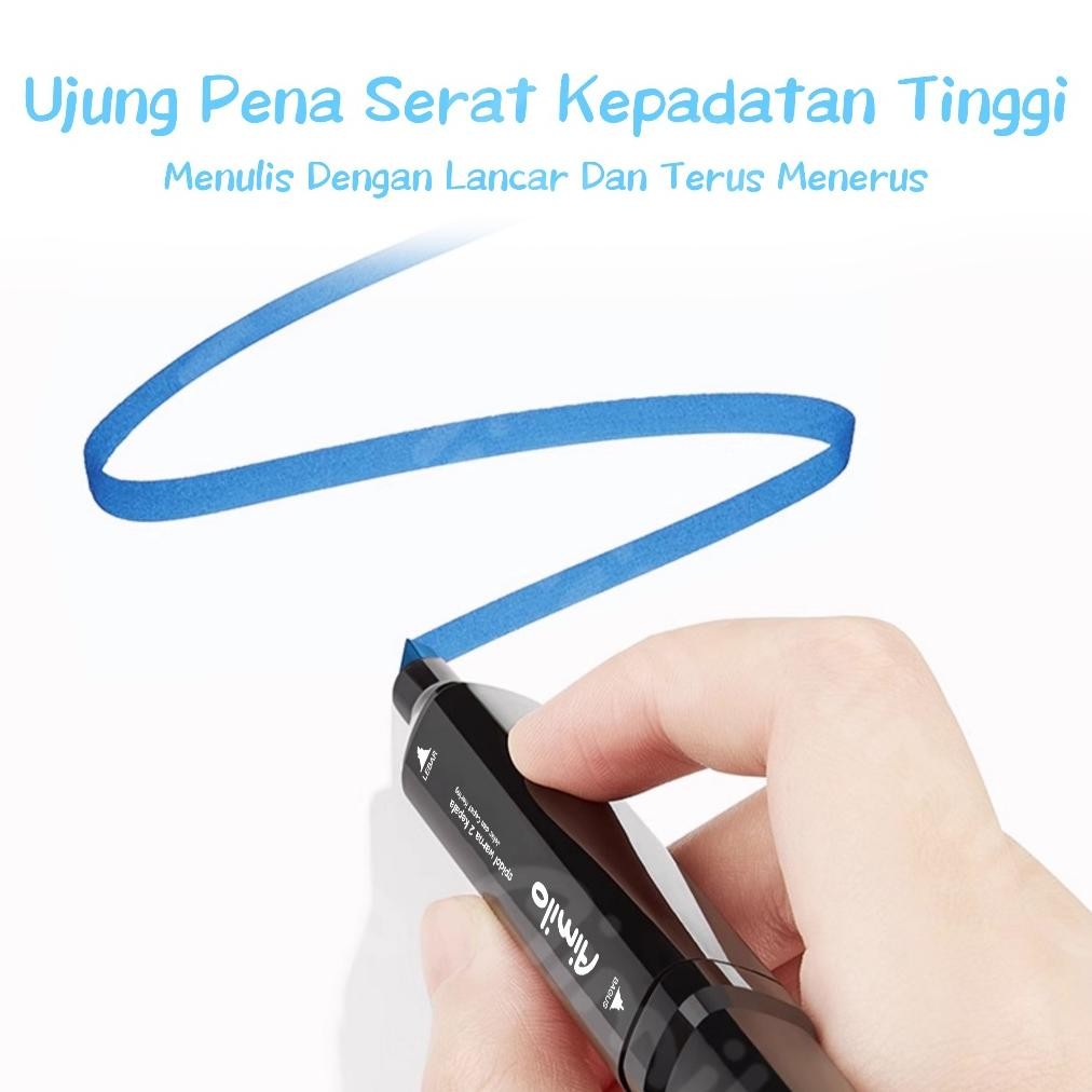 

Terlaris [Ready] Aimilo Spidol Warna Warni 1 Set Kemasan Kartun Sketch Marker 2 Tip Marker Set 48/60/80 Warna Berkualitas