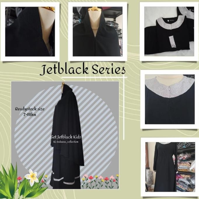 Setelan Baju Gamis Syar'I Anak Dan Remaja Perempuan Hitam Jetblack Novitaasni3