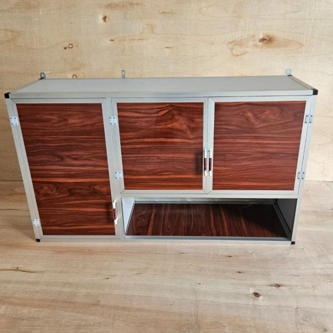 Rak Gantung Lemari Dapur Kitchen Set Atas Aluminium Kaca 3 Pintu Acp Sabdapramuji