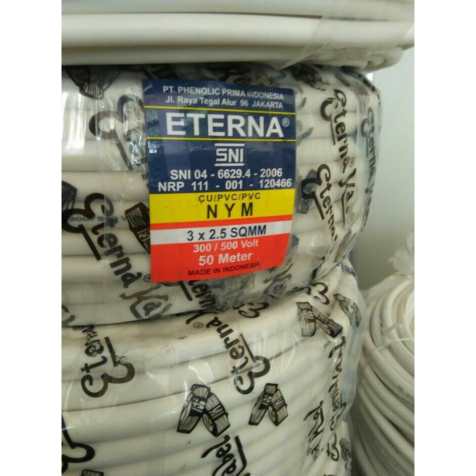 Kabel Eterna 3X2,5 Nym / Kabel Listrik Eterna 3X2.5 50Meter