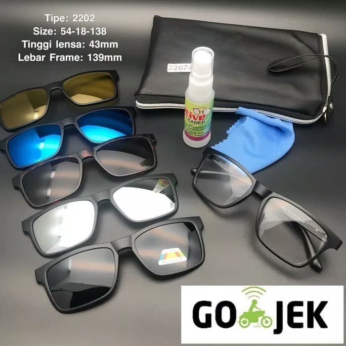 Paket Frame Kacamata Clip On Klip On 5 Lensa Magnet Free Lensa Minus