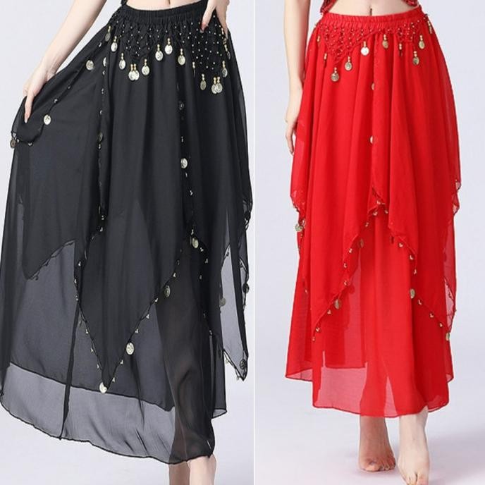 ROK BELLY DANCE SKIRT TARI PERUT TAMBORIN COIN SIFON INDIAN Terlaris
