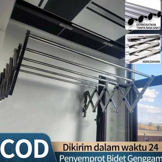 JEMURAN DINDING LIPAT STAINLESS JEMURAN BAJU DINDING 200CM JEMURAN PAKAIAN DINDING