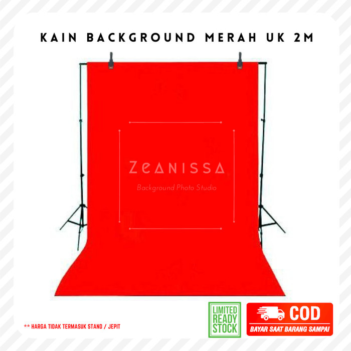 Kain Background Backdrop Foto studio sekolah polos merah 2 m meter