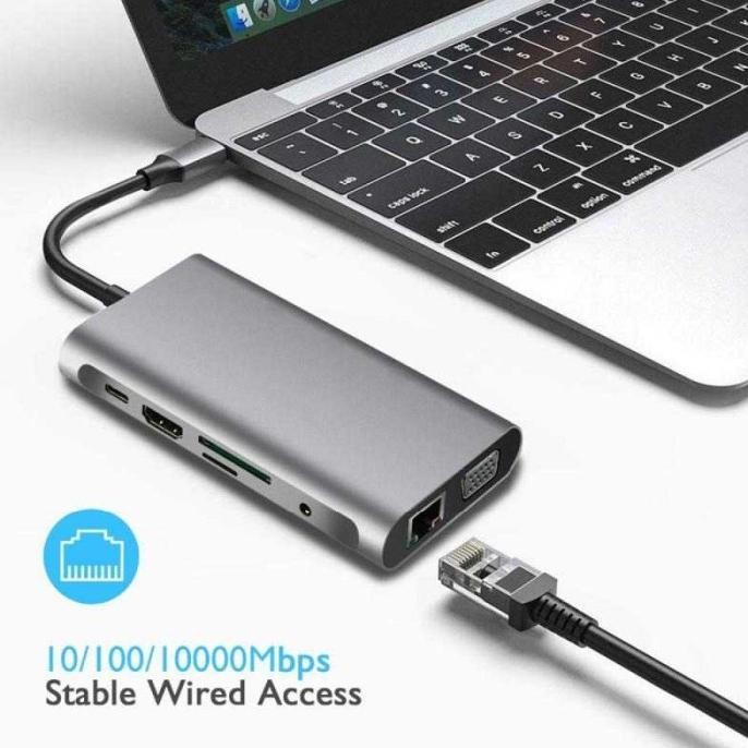 HUB DOCKING STATION USB TYPE-C 10 IN 1 MULTIFUNGSI EASYIDEA VD76
