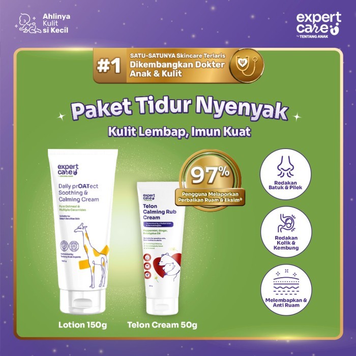 Expert Care - Paket Tidur Nyenyak Calming Baby Cream Face & Body Lotion Bayi 150G + Telon Calming